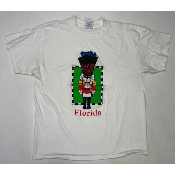 VINTAGE Florida Nutcracker Graphic T-shirt Men XL White Short Sleeve - Picture 1 of 5